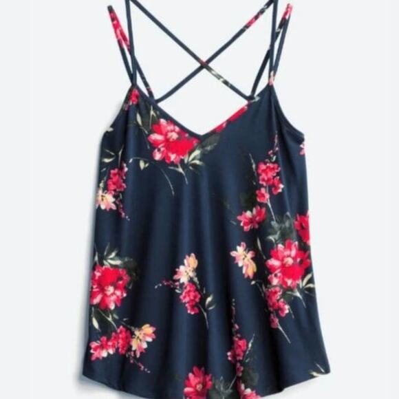 Papermoon Basima Back Detail Navy Floral Strappy Tank Top NWT 2XL - Picture 3 of 5